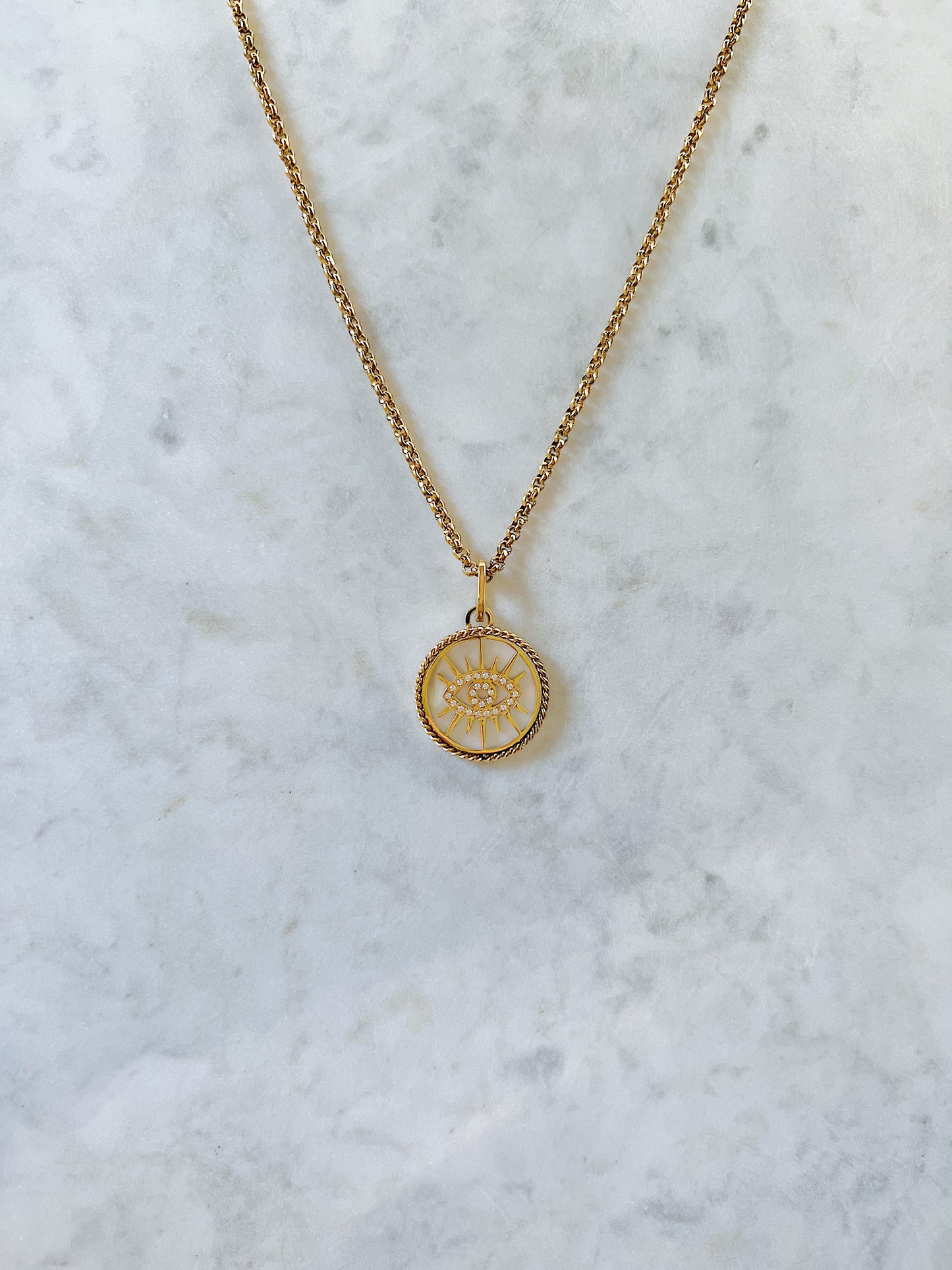 Evil Eye Medallion Opera Necklace