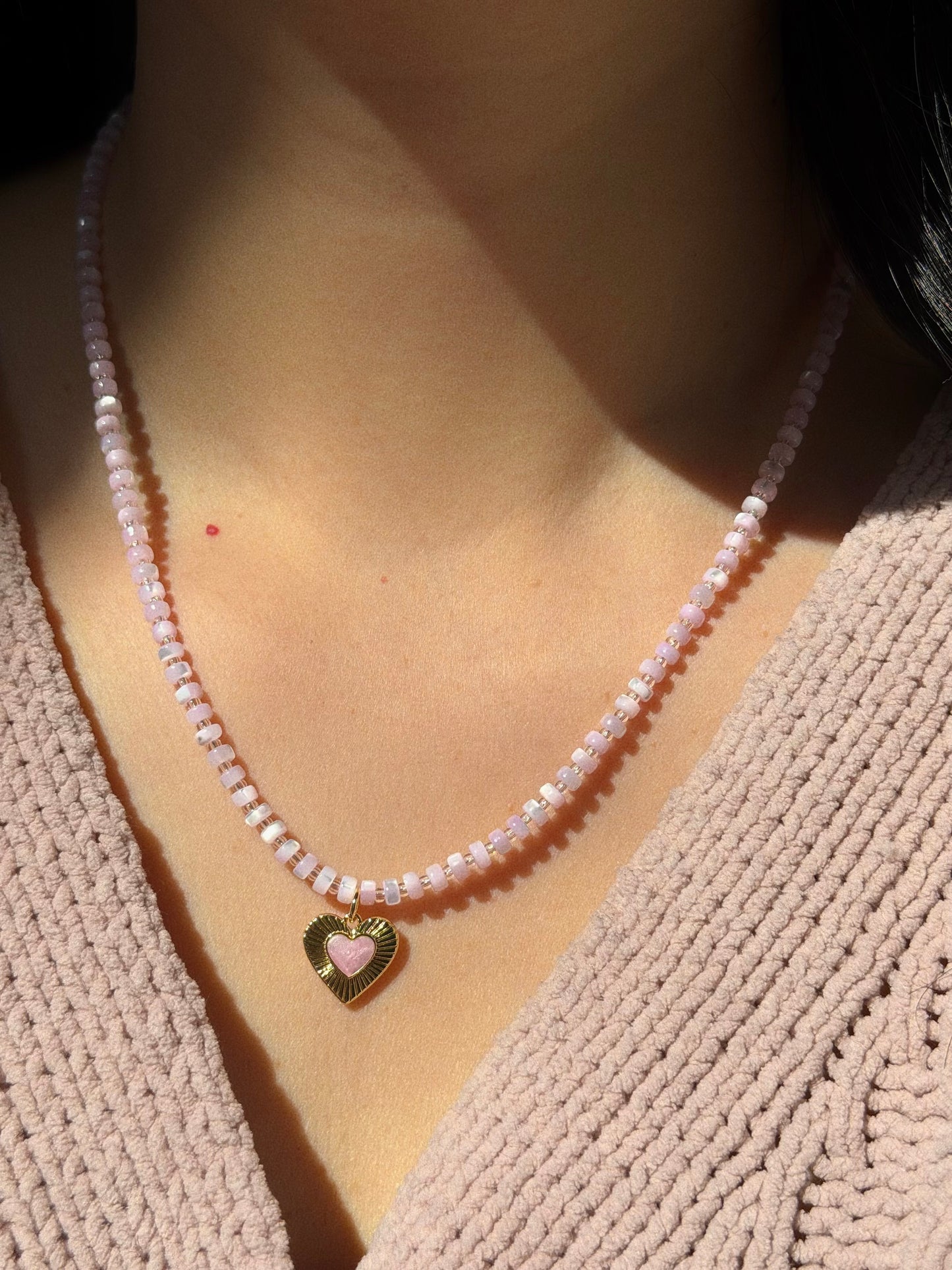 Blush heart necklace