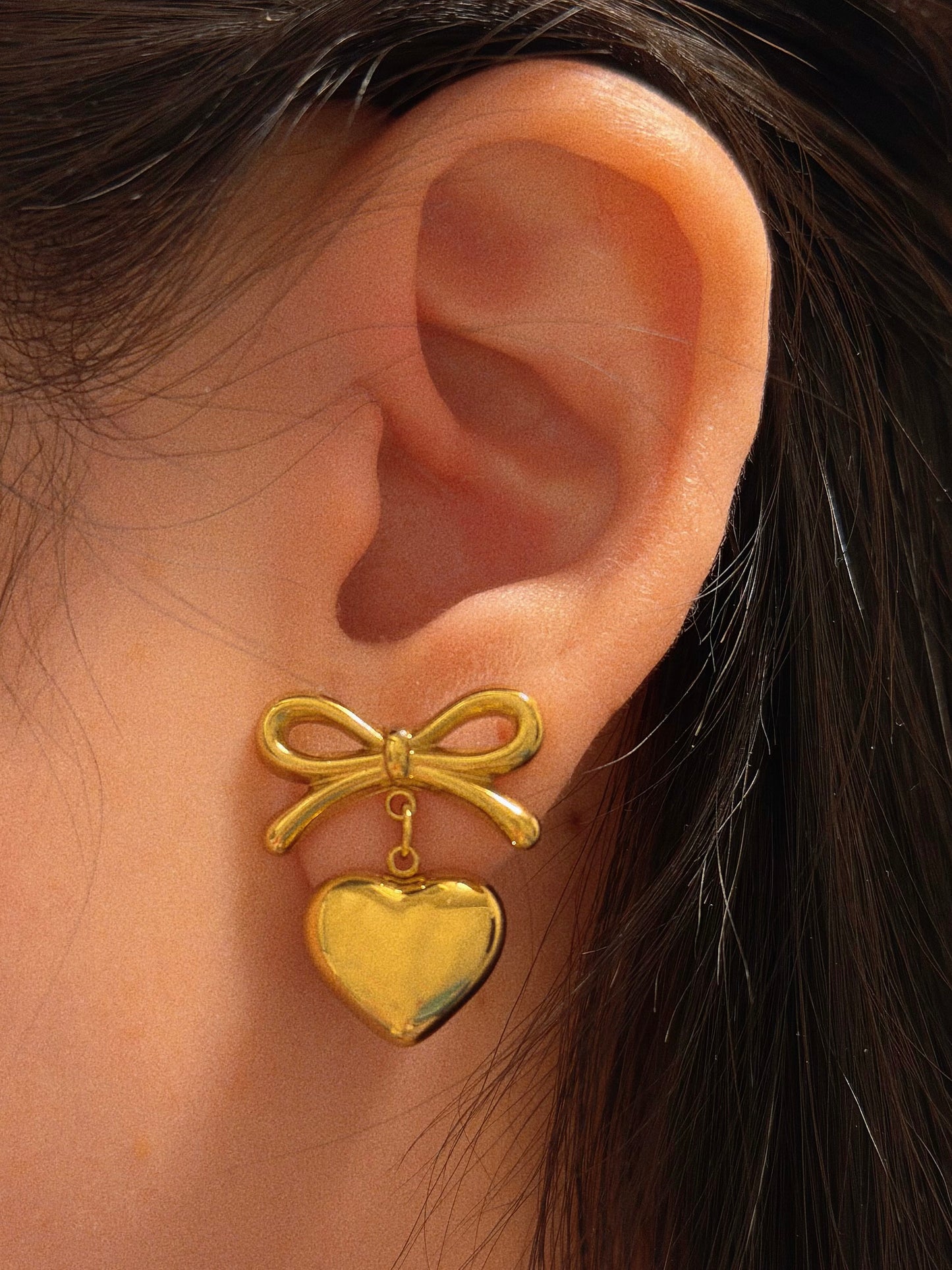 Bow and heart earrings