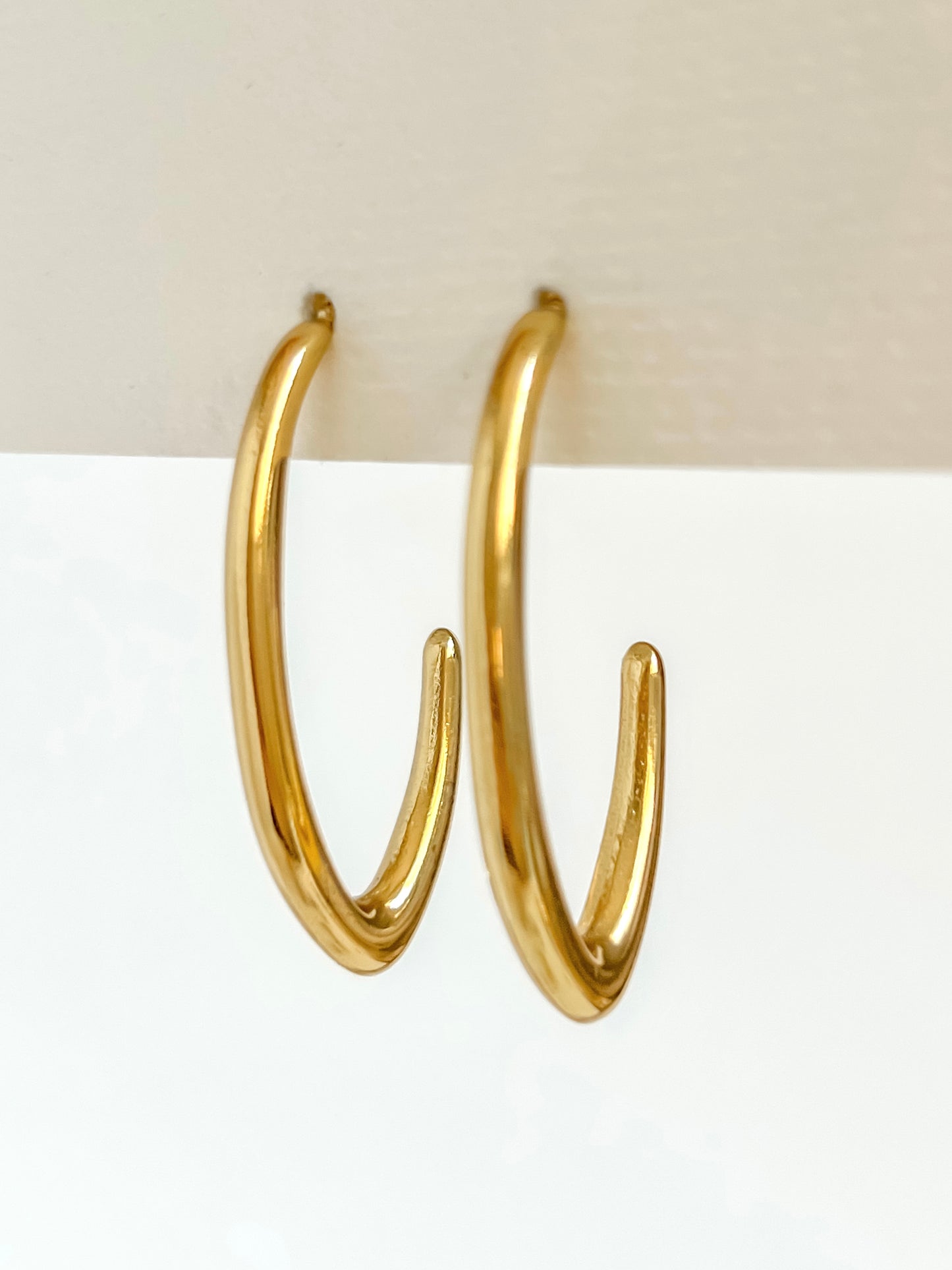 Long oval hoop earrings