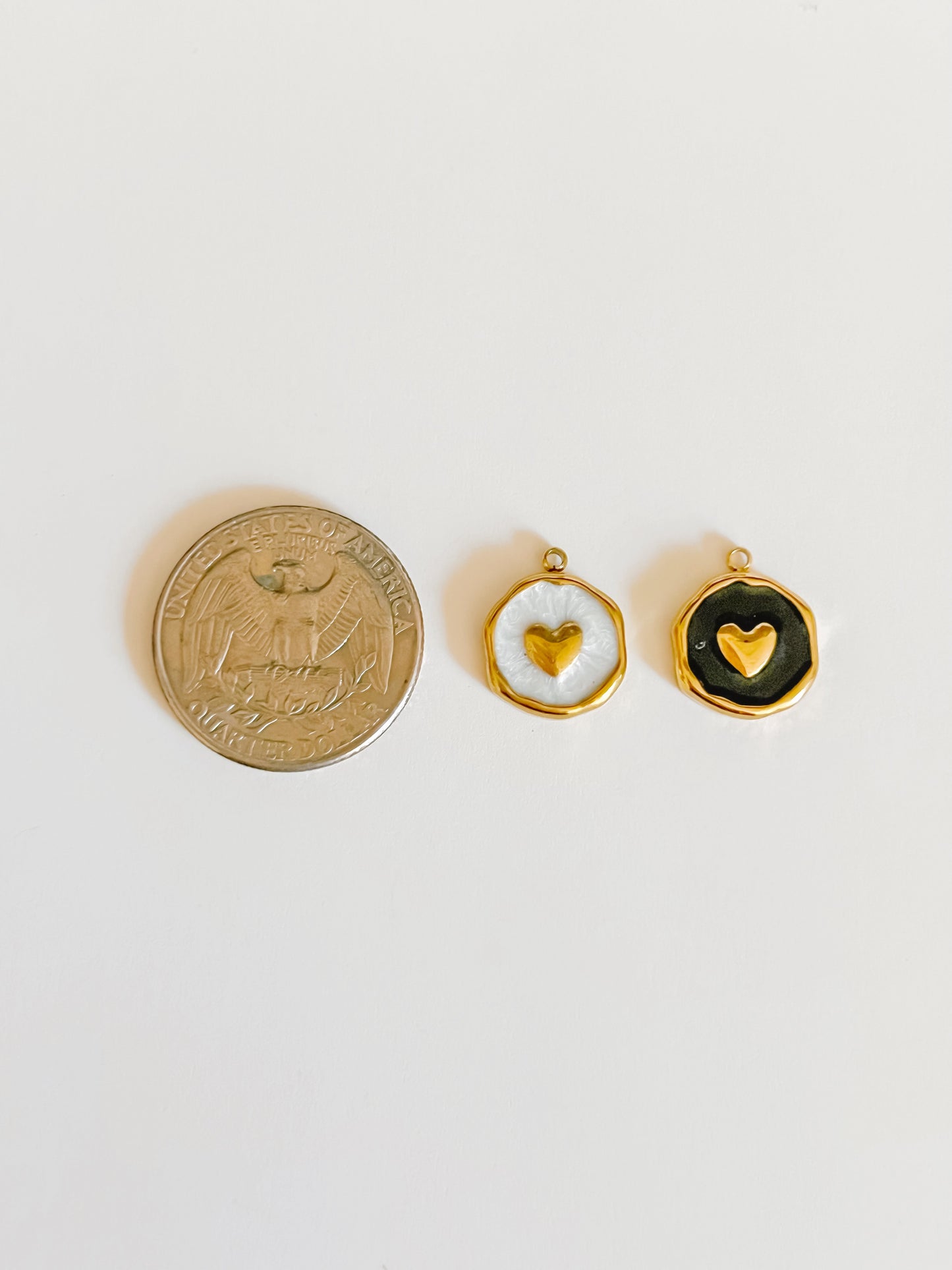 Enamel heart medallion charms