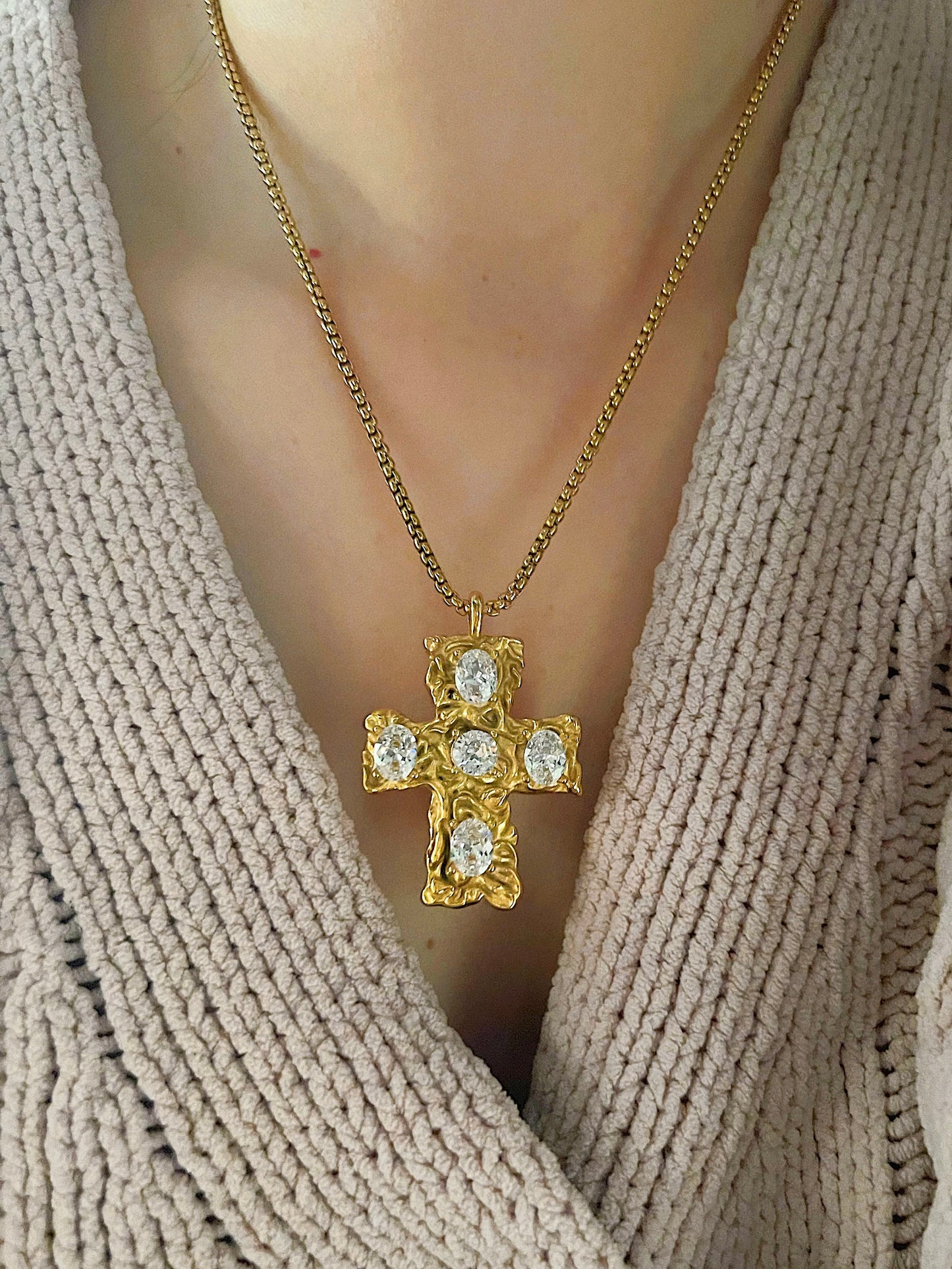 Statement cross necklace