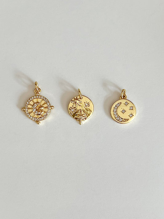 Dainty moon & stars charms
