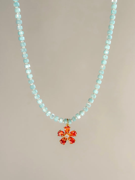 Blue cotton necklace