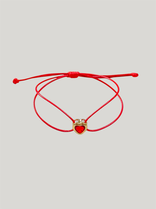Heart red cord bracelet