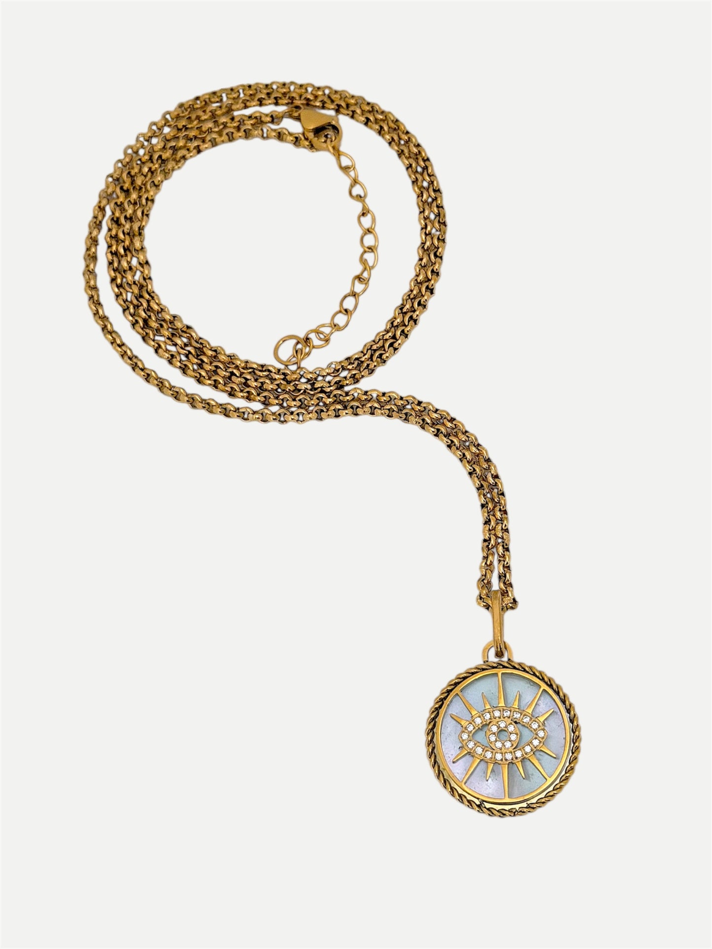 Evil Eye Medallion Opera Necklace