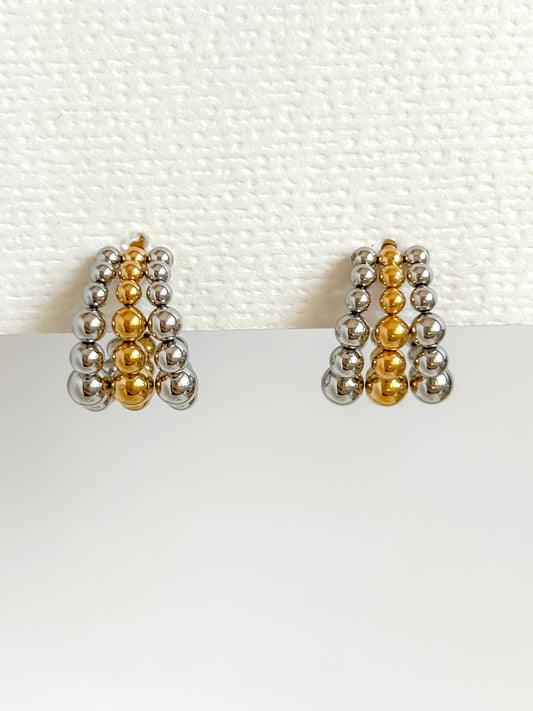 Mix bead layers hoop earrings