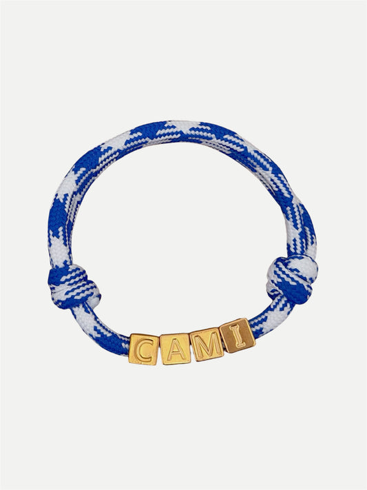 Square name cord bracelet