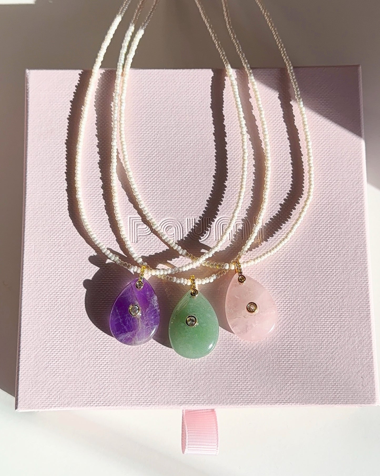 Drop natural stone beads necklace