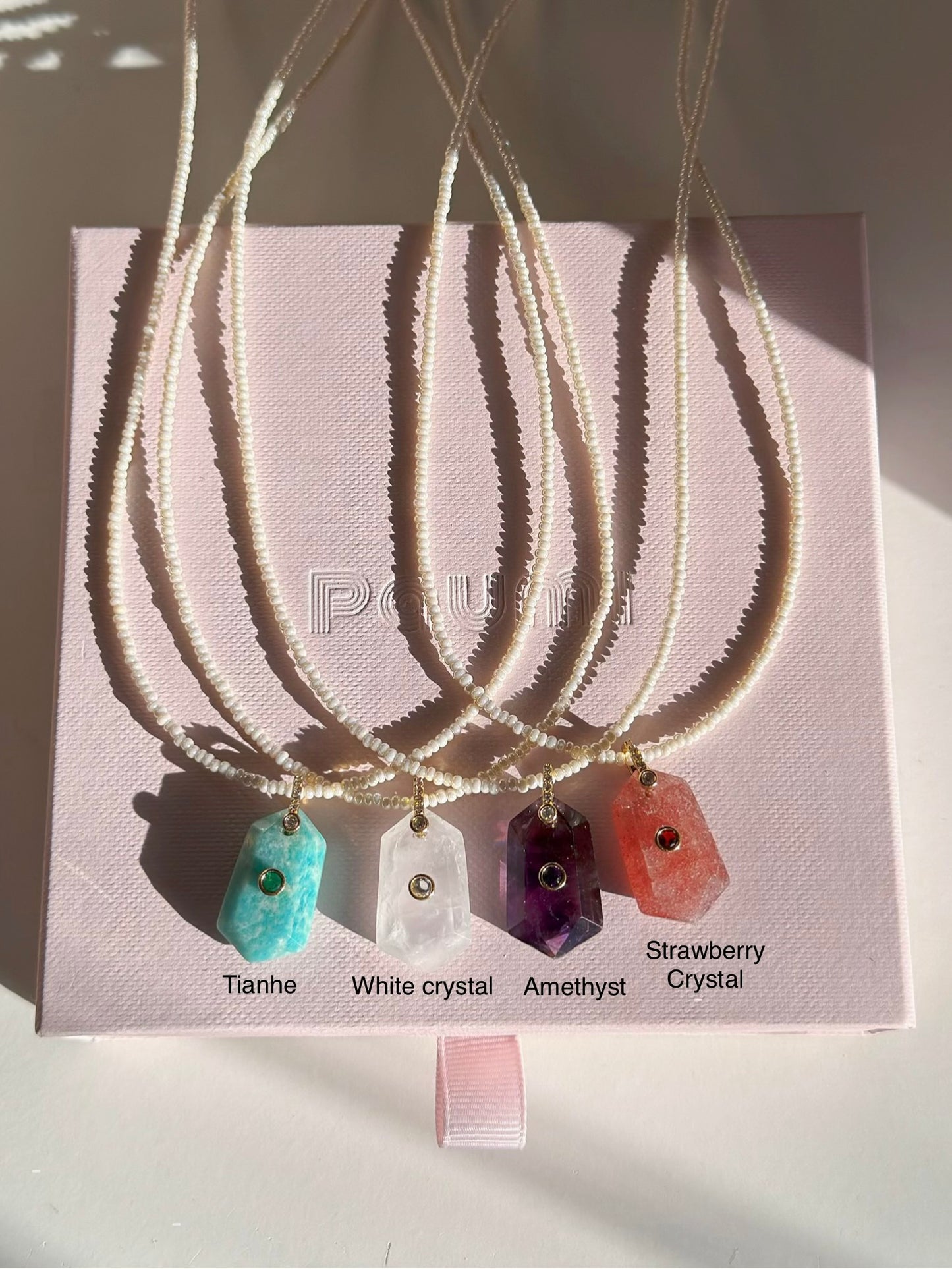 Hexagon natural stone bead necklace