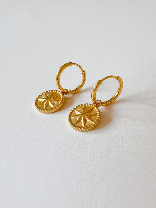 Eight Point Star Huggies Earrings