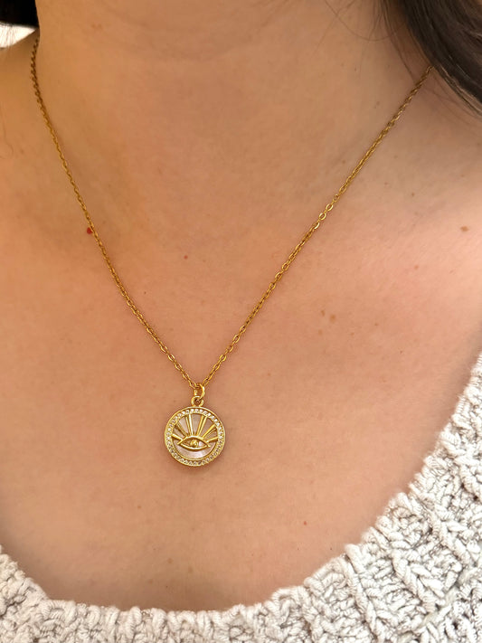 Round evil eye necklace