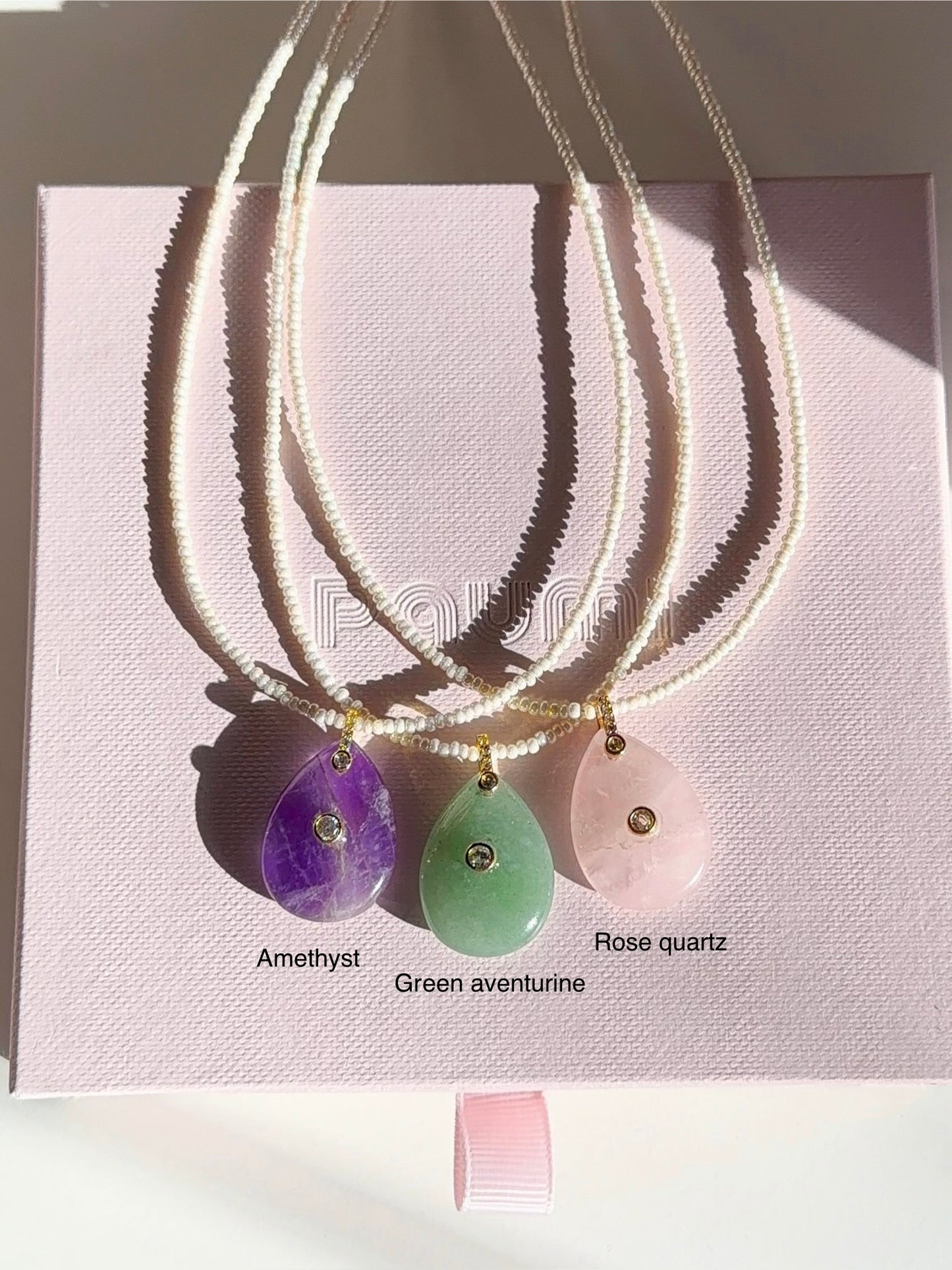 Drop natural stone beads necklace