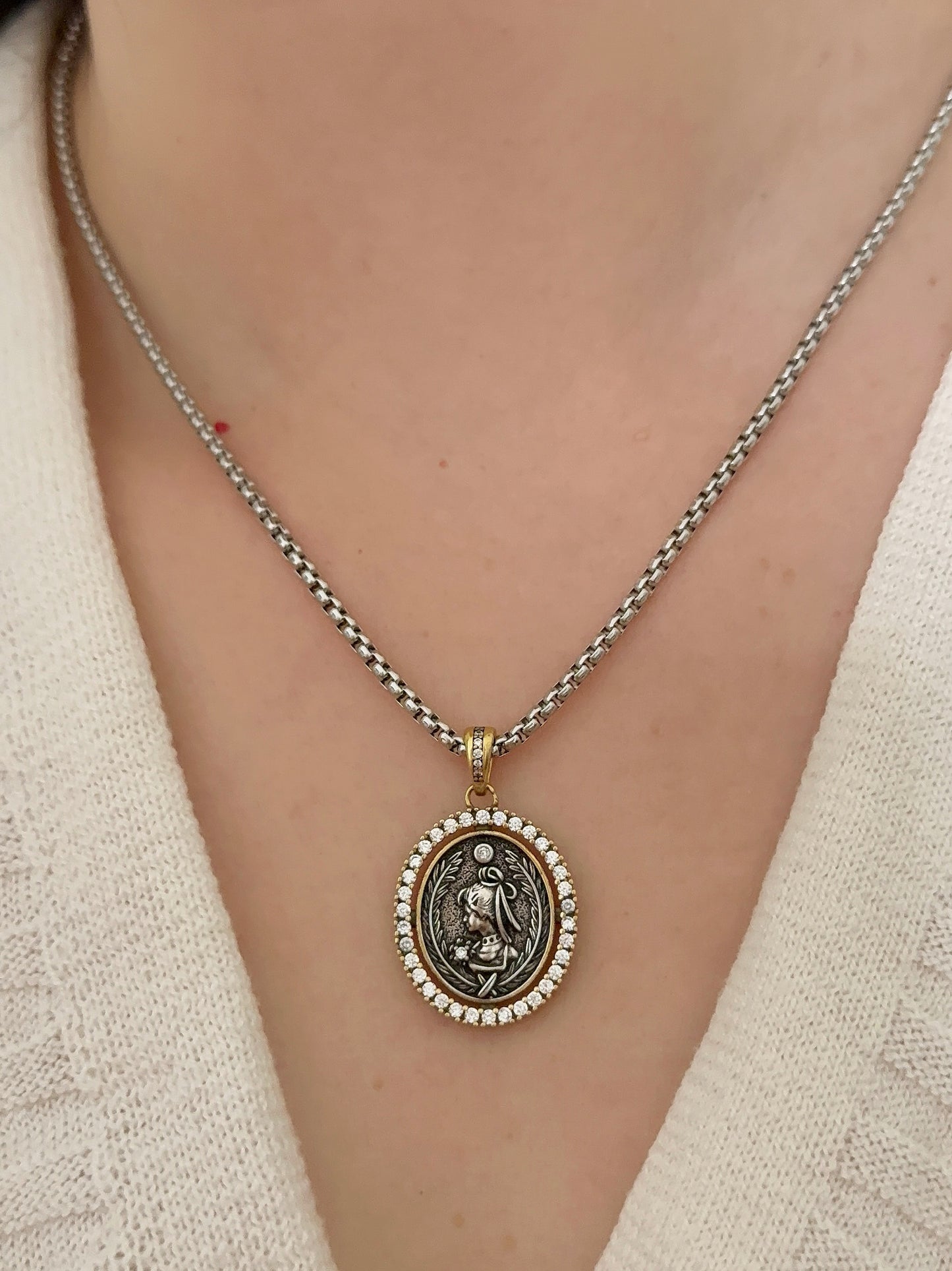 Antique Victorian portrait necklace