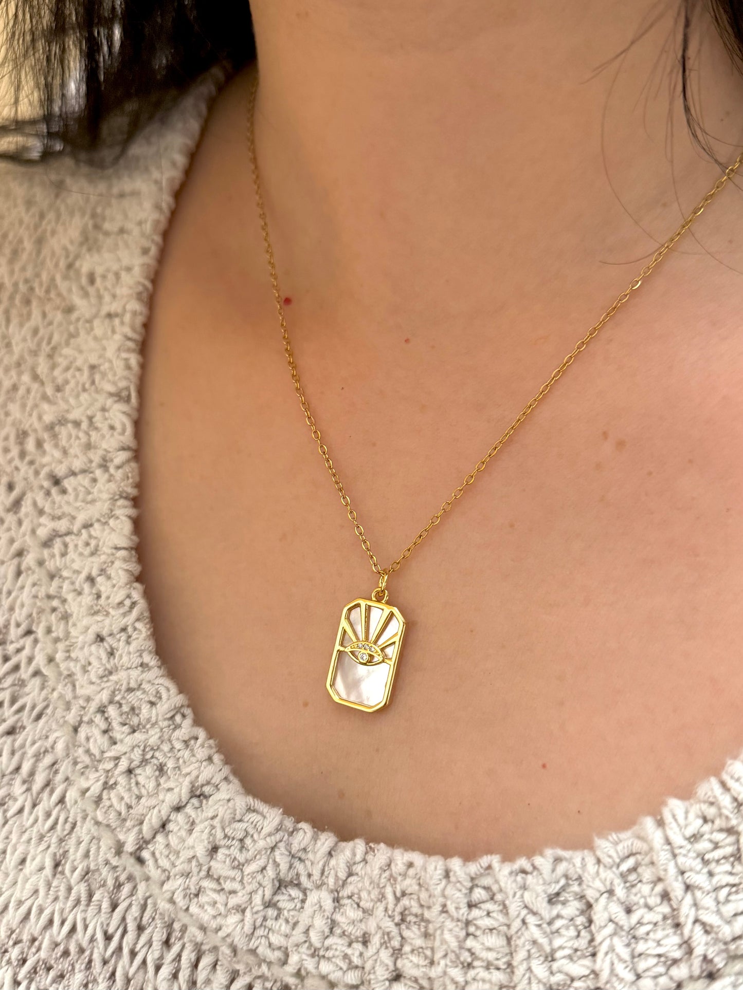 Octagon evil eye necklace