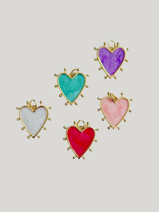 Enamel pointed heart charm