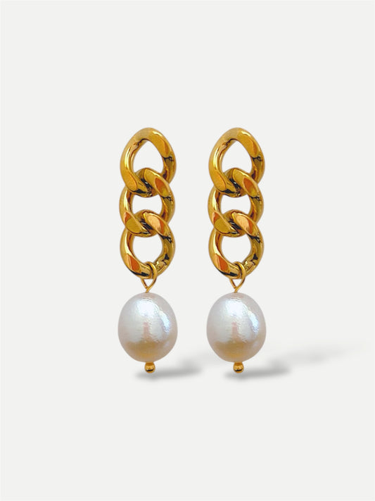 Chain and Pearl Earrings