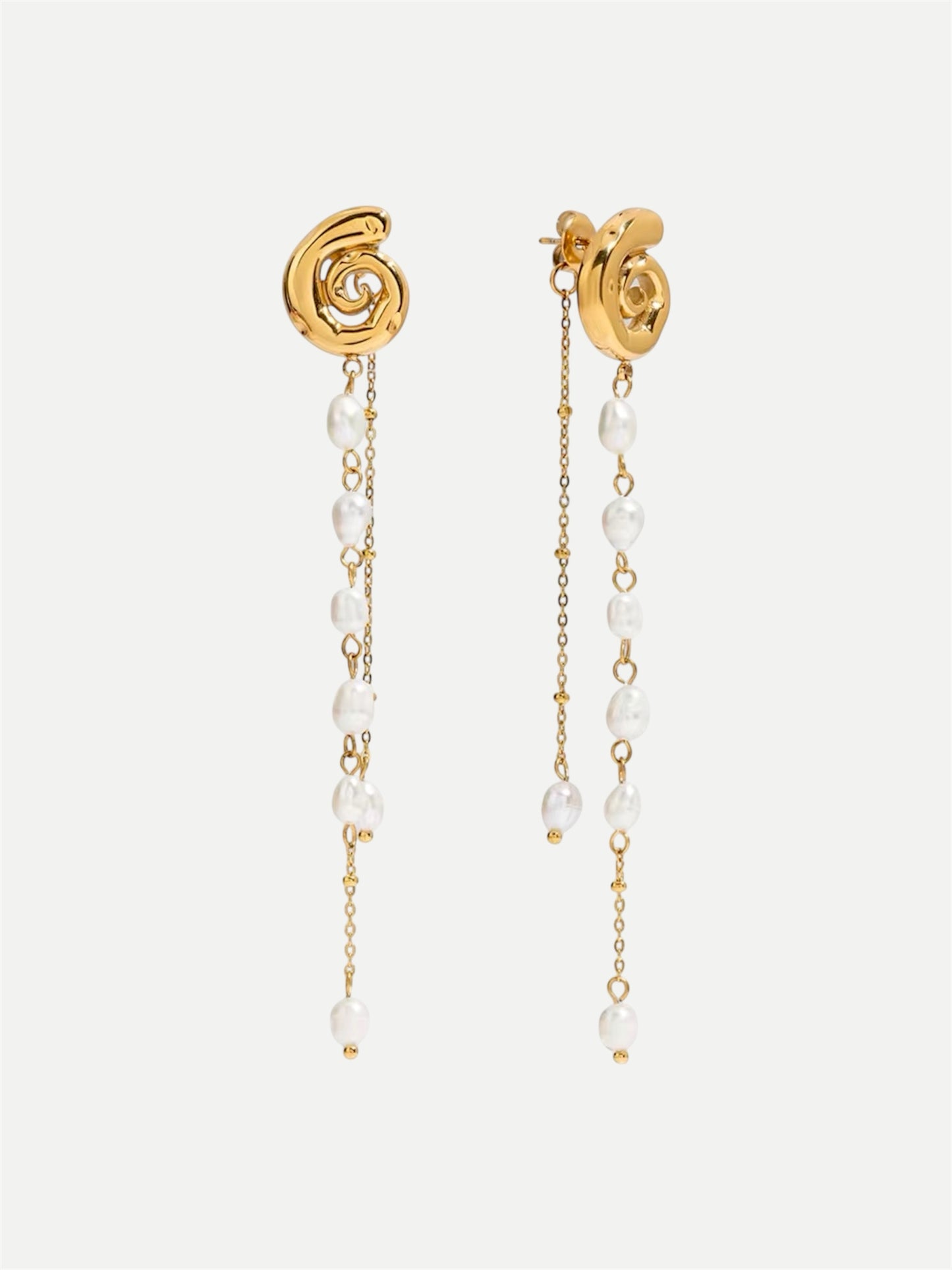 Pearly snail dangle earrings