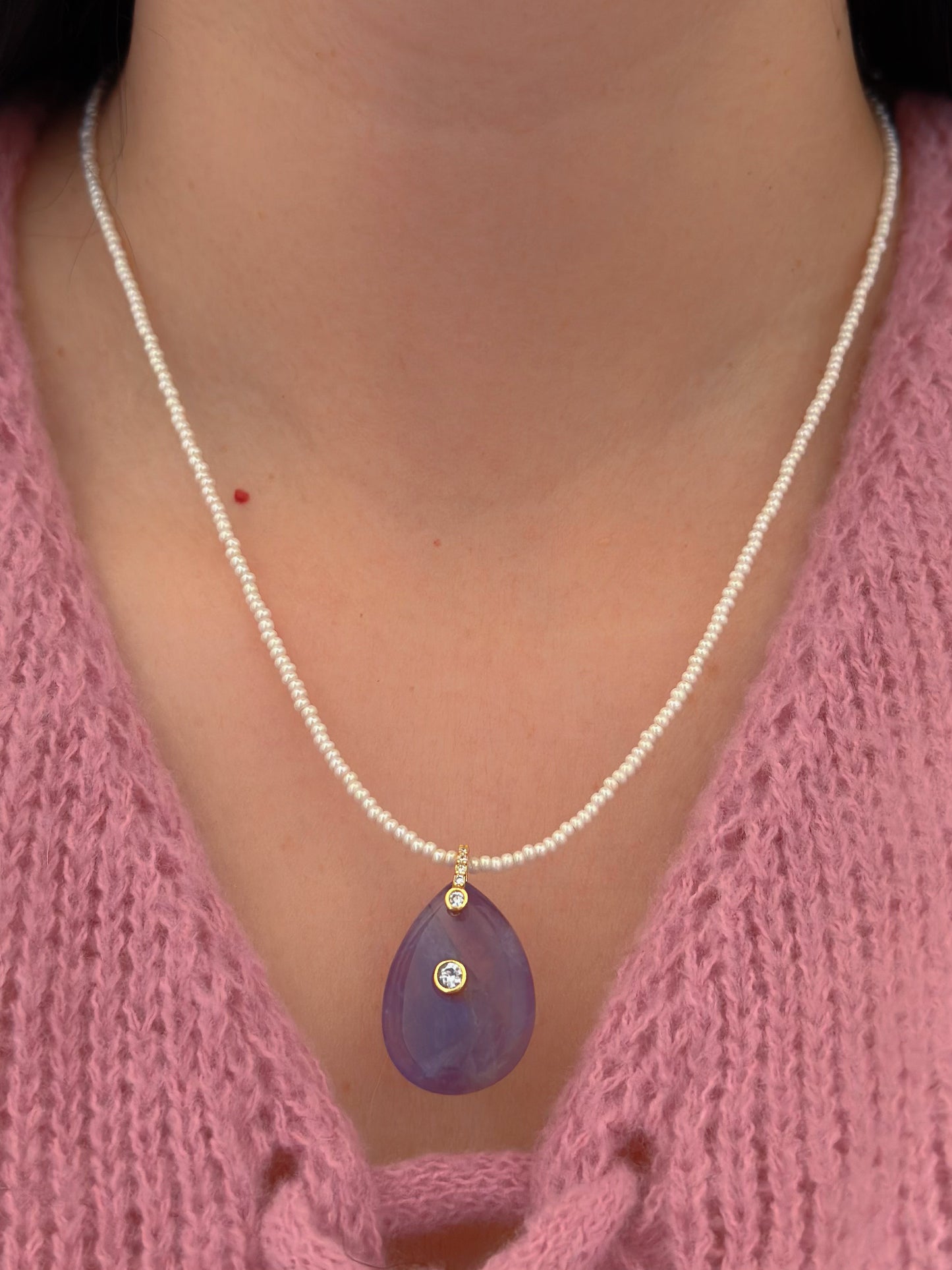 Drop natural stone beads necklace